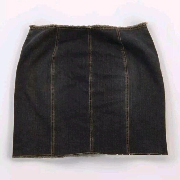NWT Vtg Lane Bryant Venezia Y2K Plus Size Cotton Denim Mini Skirt Raw Ham S 18 - Picture 2 of 6